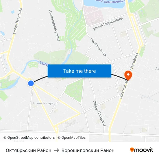 Октябрьский Район to Ворошиловский Район map