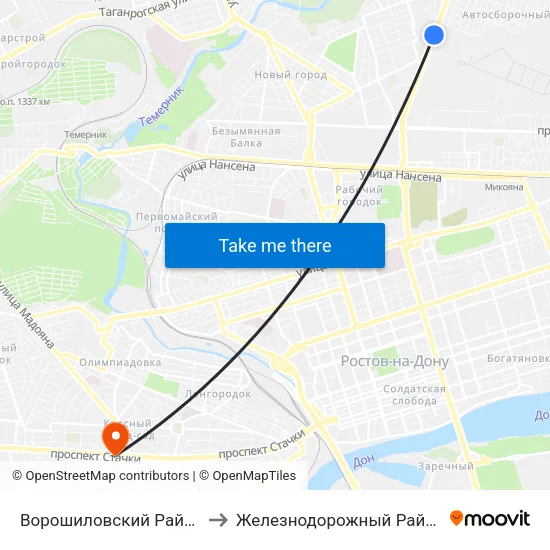 Ворошиловский Район to Железнодорожный Район map