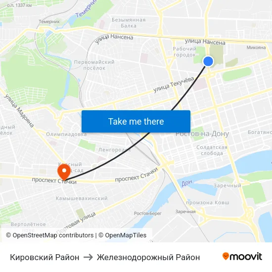 Кировский Район to Железнодорожный Район map