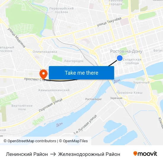 Ленинский Район to Железнодорожный Район map