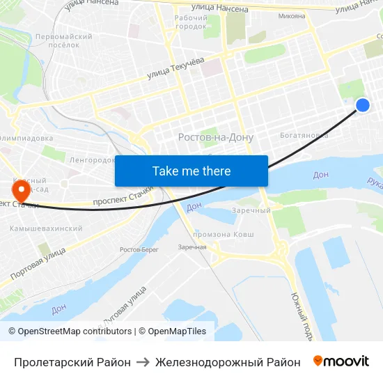 Пролетарский Район to Железнодорожный Район map