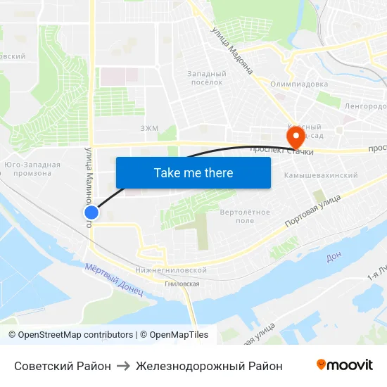 Советский Район to Железнодорожный Район map