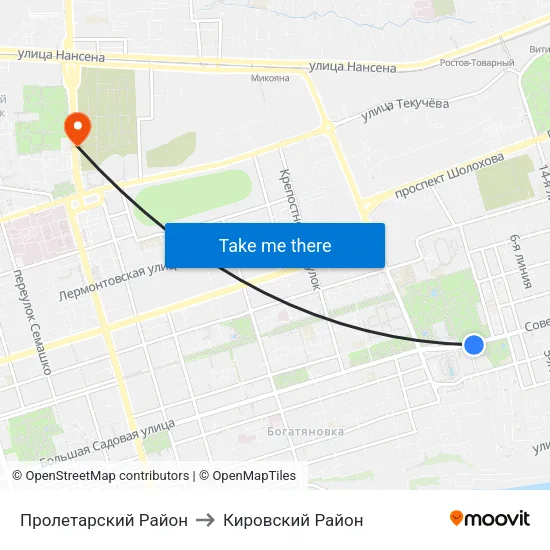 Пролетарский Район to Кировский Район map
