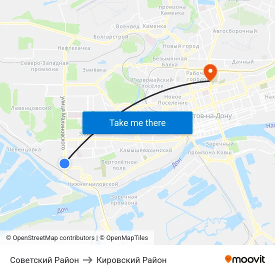 Советский Район to Кировский Район map