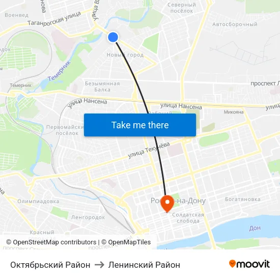 Октябрьский Район to Ленинский Район map