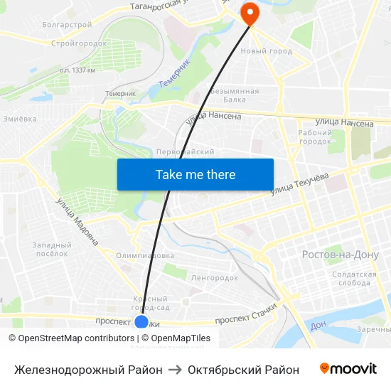 Железнодорожный Район to Октябрьский Район map