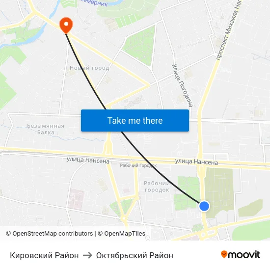 Кировский Район to Октябрьский Район map