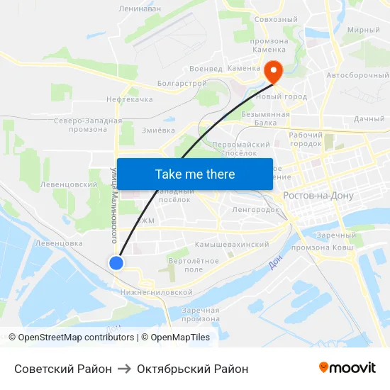 Советский Район to Октябрьский Район map