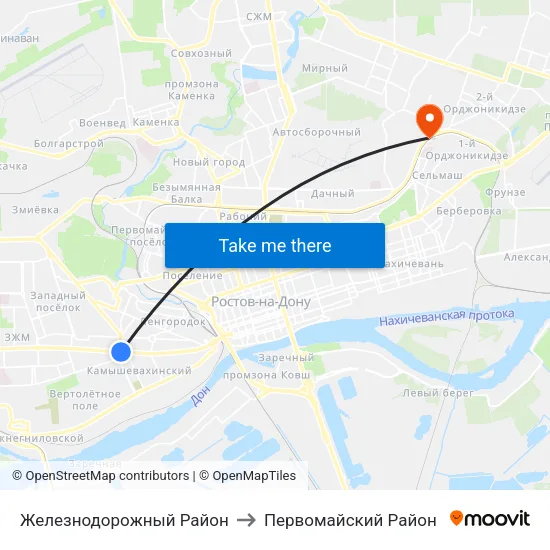 Железнодорожный Район to Первомайский Район map