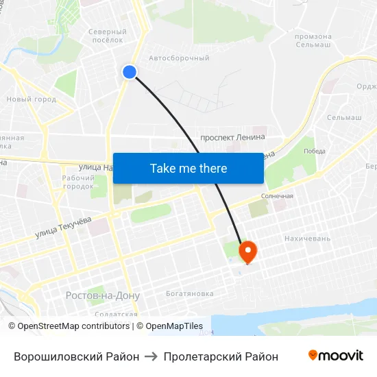 Ворошиловский Район to Пролетарский Район map