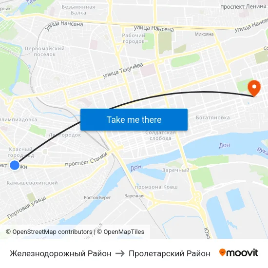 Железнодорожный Район to Пролетарский Район map