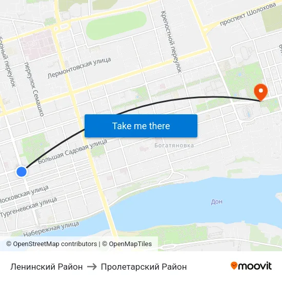 Ленинский Район to Пролетарский Район map