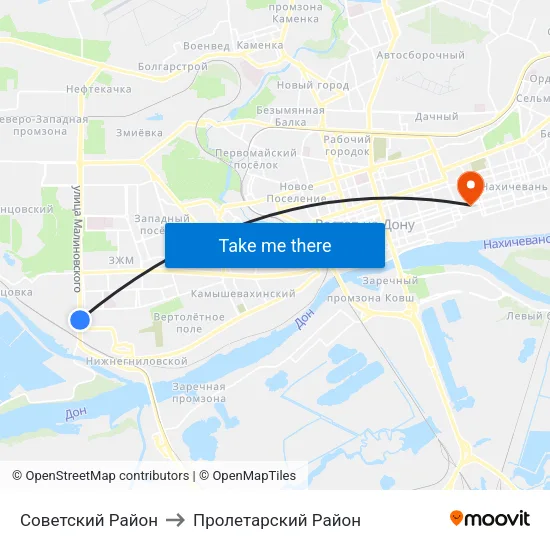 Советский Район to Пролетарский Район map