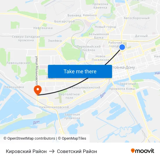 Кировский Район to Советский Район map