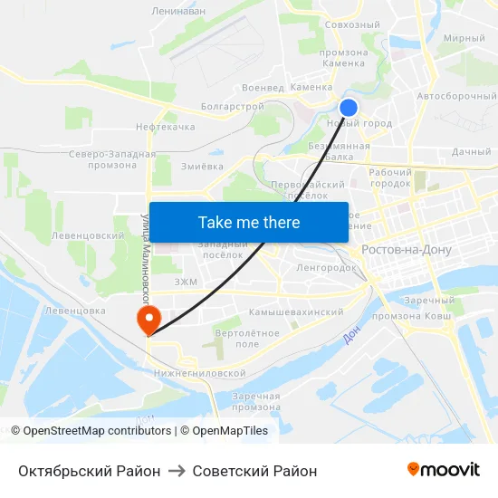 Октябрьский Район to Советский Район map