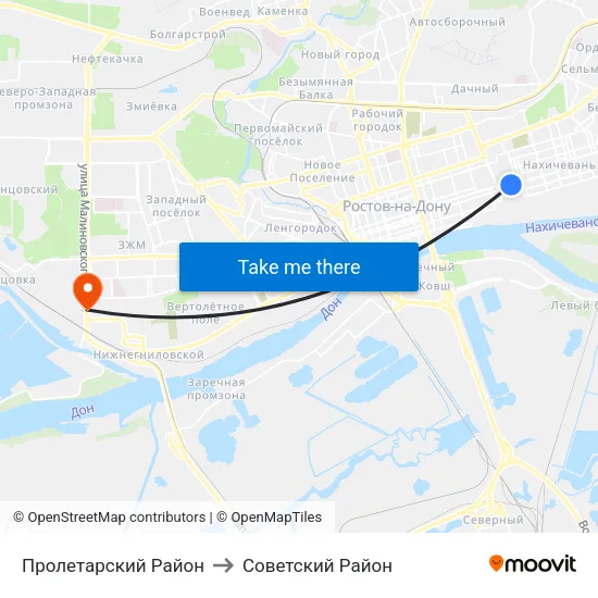 Пролетарский Район to Советский Район map