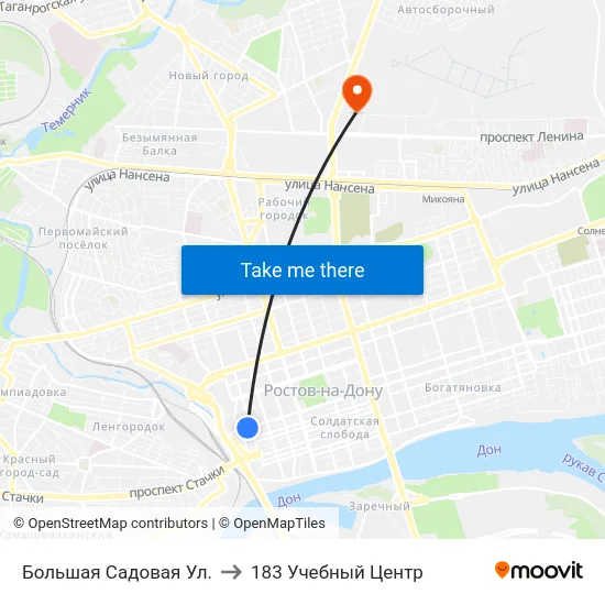 Большая Садовая Ул. to 183 Учебный Центр map