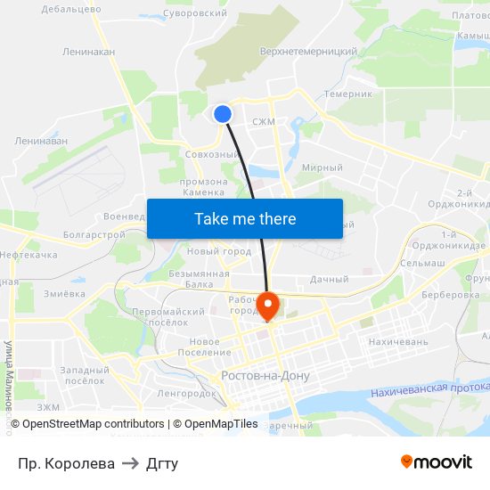 Пр. Королева to Дгту map