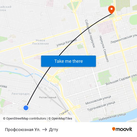 Профсоюзная Ул. to Дгту map