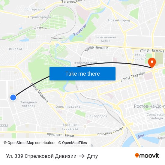 Ул. 339 Стрелковой Дивизии to Дгту map