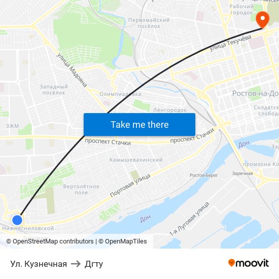 Ул. Кузнечная to Дгту map