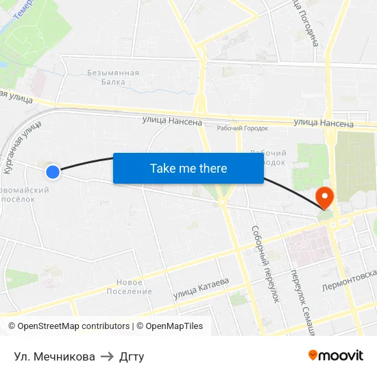 Ул. Мечникова to Дгту map