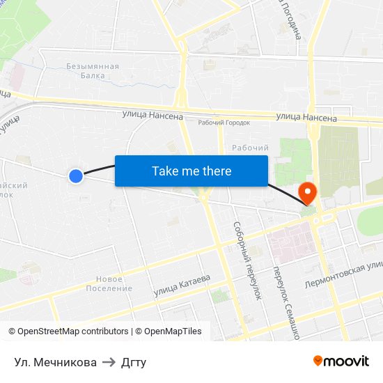 Ул. Мечникова to Дгту map