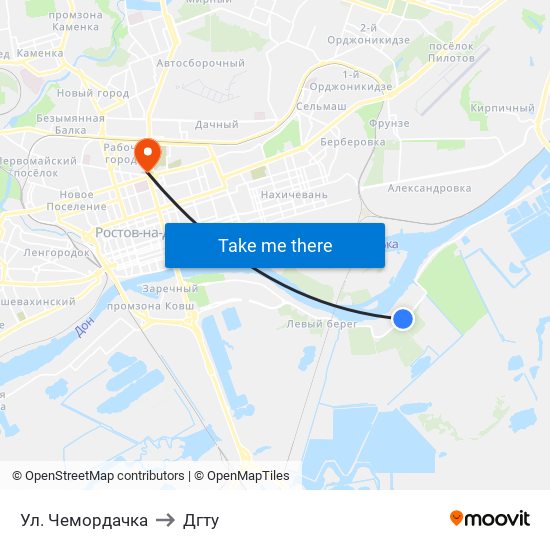 Ул. Чемордачка to Дгту map