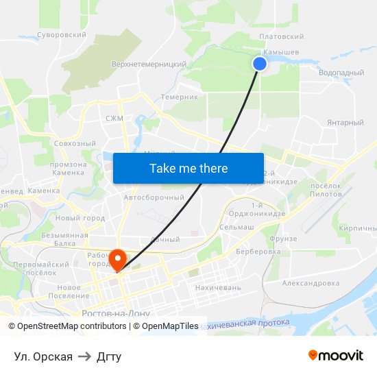 Ул. Орская to Дгту map