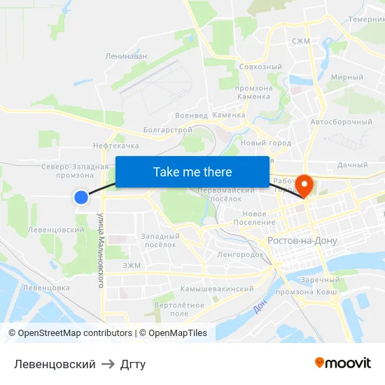 Левенцовский to Дгту map