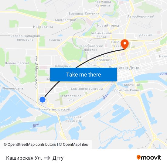Каширская Ул. to Дгту map
