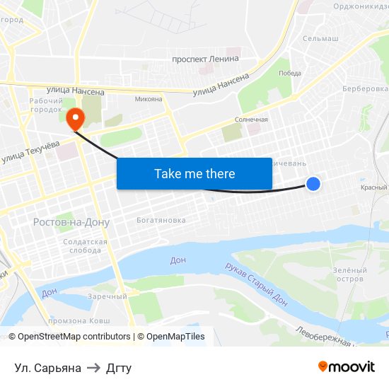 Ул. Сарьяна to Дгту map
