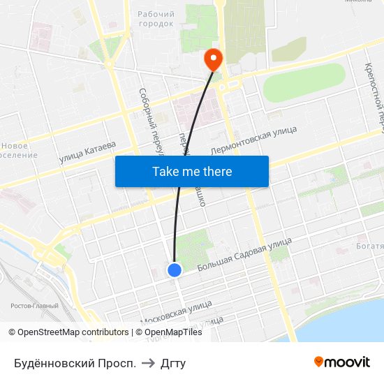 Будённовский Просп. to Дгту map