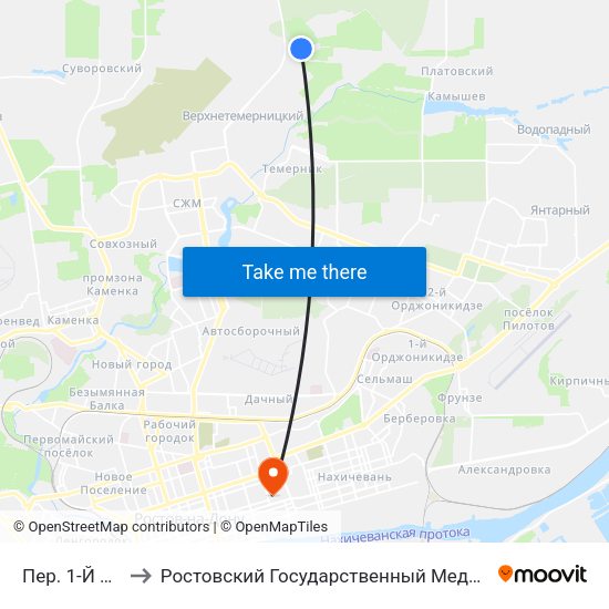 Пер. 1-Й Рядовой to Ростовский Государственный Медицинский Университет map