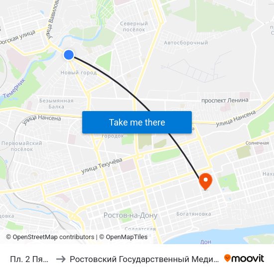 Пл. 2 Пятилетки to Ростовский Государственный Медицинский Университет map