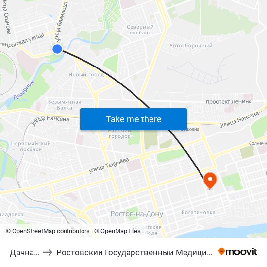 Дачная Ул. to Ростовский Государственный Медицинский Университет map