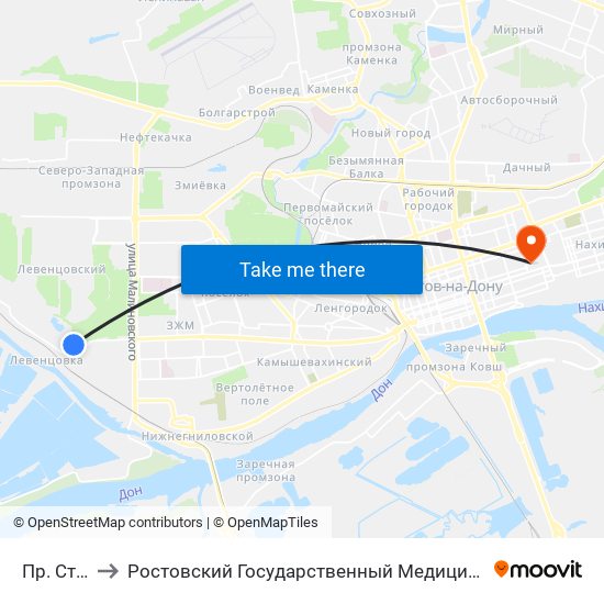 Пр. Стачки to Ростовский Государственный Медицинский Университет map