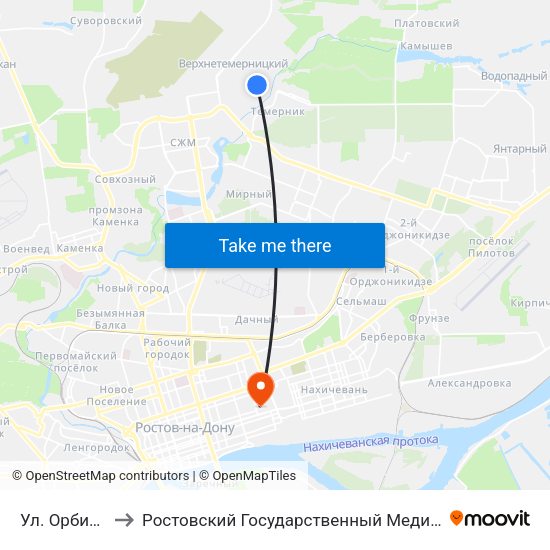 Ул. Орбитальная to Ростовский Государственный Медицинский Университет map