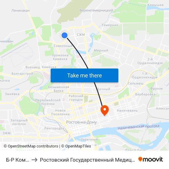 Б-Р Комарова to Ростовский Государственный Медицинский Университет map