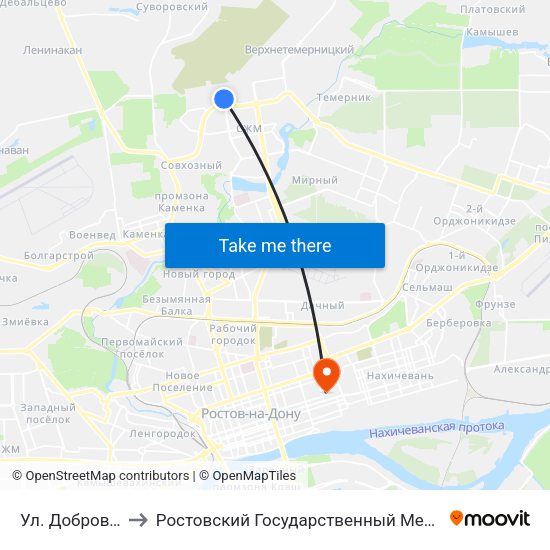 Ул. Добровольского to Ростовский Государственный Медицинский Университет map