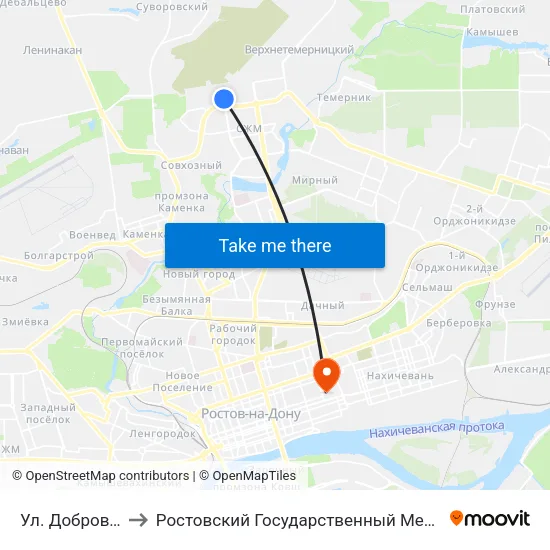 Ул. Добровольского to Ростовский Государственный Медицинский Университет map