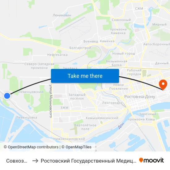 Совхозная Ул. to Ростовский Государственный Медицинский Университет map