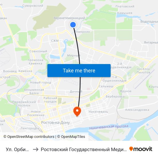Ул. Орбитальная to Ростовский Государственный Медицинский Университет map