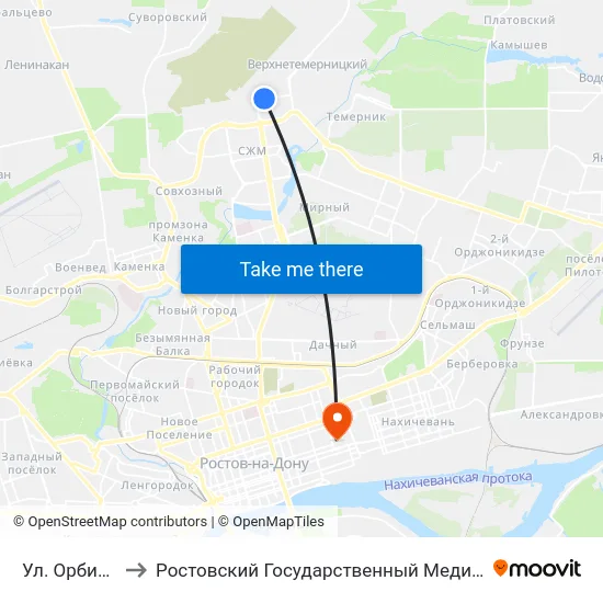 Ул. Орбитальная to Ростовский Государственный Медицинский Университет map