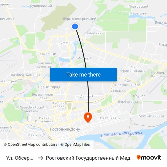 Ул. Обсерваторная to Ростовский Государственный Медицинский Университет map
