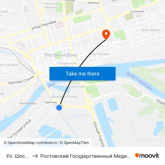 Ул. Шоссейная to Ростовский Государственный Медицинский Университет map