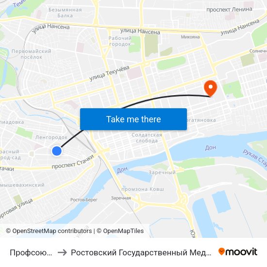 Профсоюзная Ул. to Ростовский Государственный Медицинский Университет map