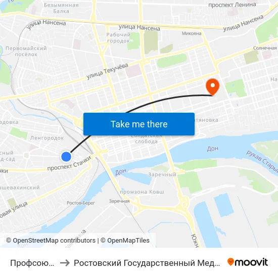 Профсоюзная Ул. to Ростовский Государственный Медицинский Университет map