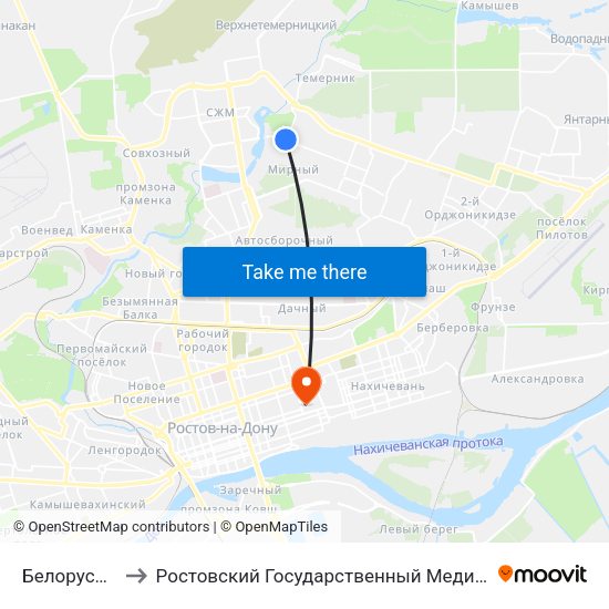 Белорусская Ул. to Ростовский Государственный Медицинский Университет map