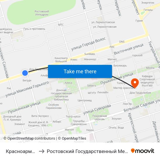 Красноармейская Ул. to Ростовский Государственный Медицинский Университет map